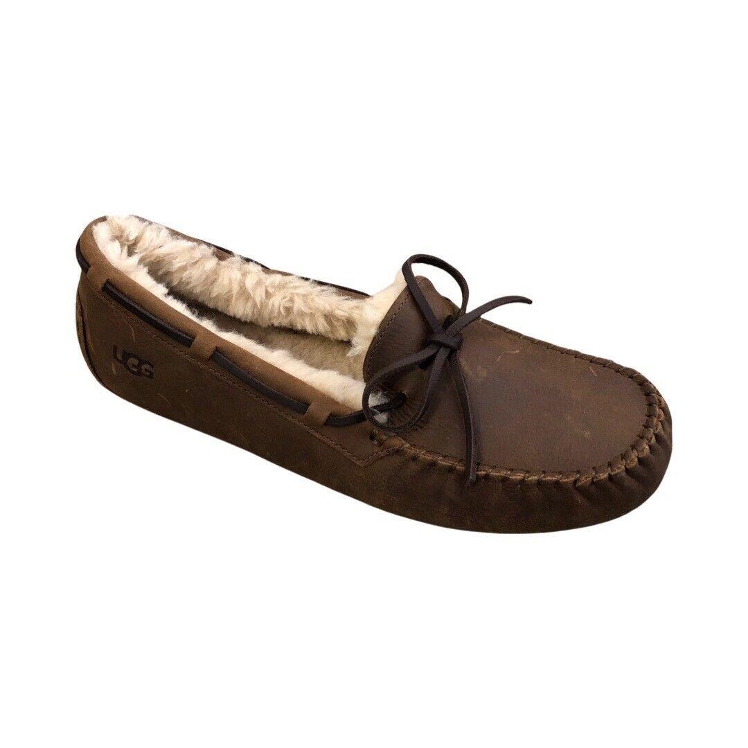 Ugg Men`s Olsen Slippers Tan Leather House Shoe Moccasins 1112441