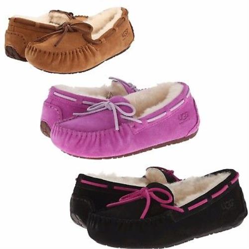 Girls Kids Ugg Australia Dakota Shoes Slipper Slip-on Moccasin Sheepskin Shoes