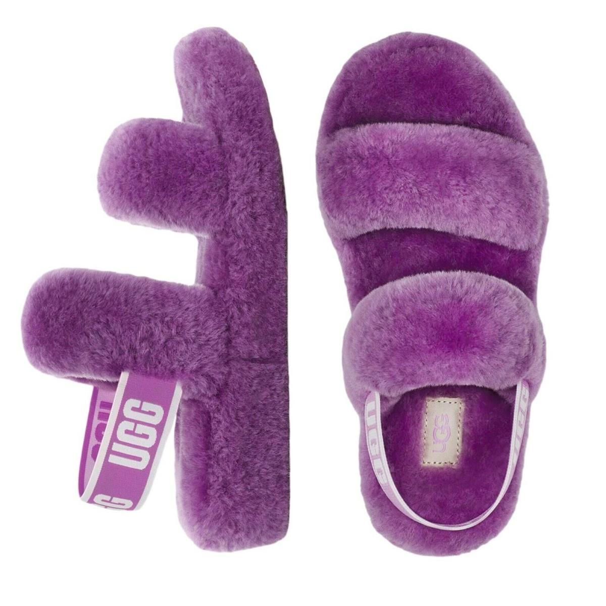 Ugg Women`s Oh Yeah Slide Fluffy Soft Slippers Shoes Magnolia - purple, UGG`s: Magnolia