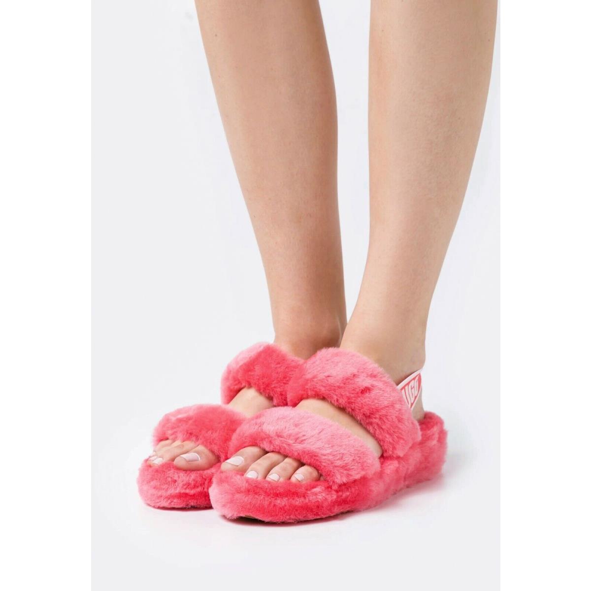 Ugg Women`s Oh Yeah Slide Fluffy Soft Slippers Shoes Strawberry