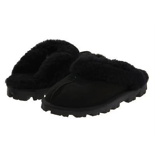 Women`s Shoes Ugg Coquette Sheepskin Slide Slippers 5125 Black - Black