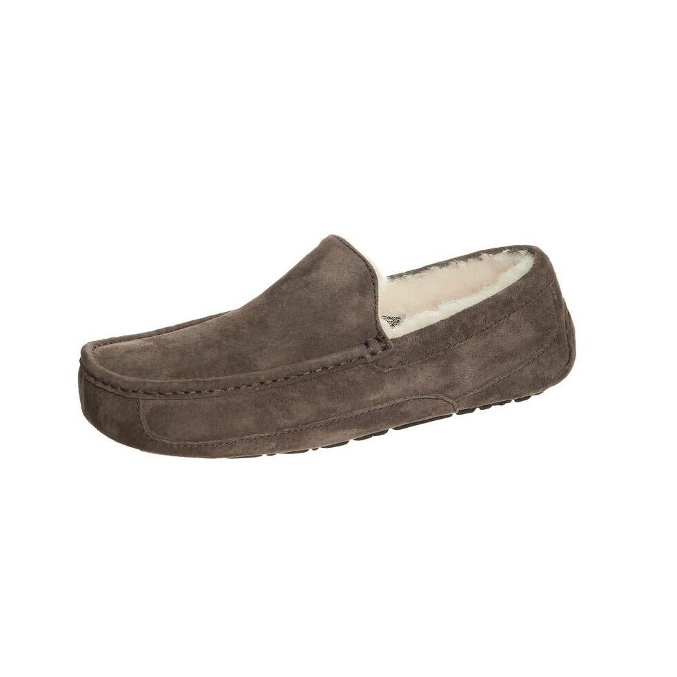 Ugg Men`s Ascot Moccasin Slippers Black Chestnut Espresso Shoes - Espresso