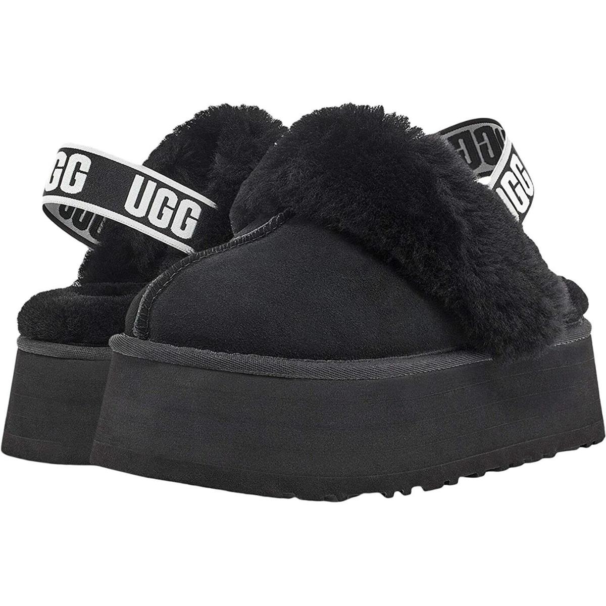 Women`s Shoes Ugg Funkette Platform Sheepskin Suede Slippers 1113474 Black