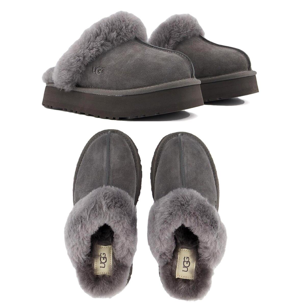 Ugg Disquette 1122550 Charcoal Women Shoes Slippers Sandals - Gray