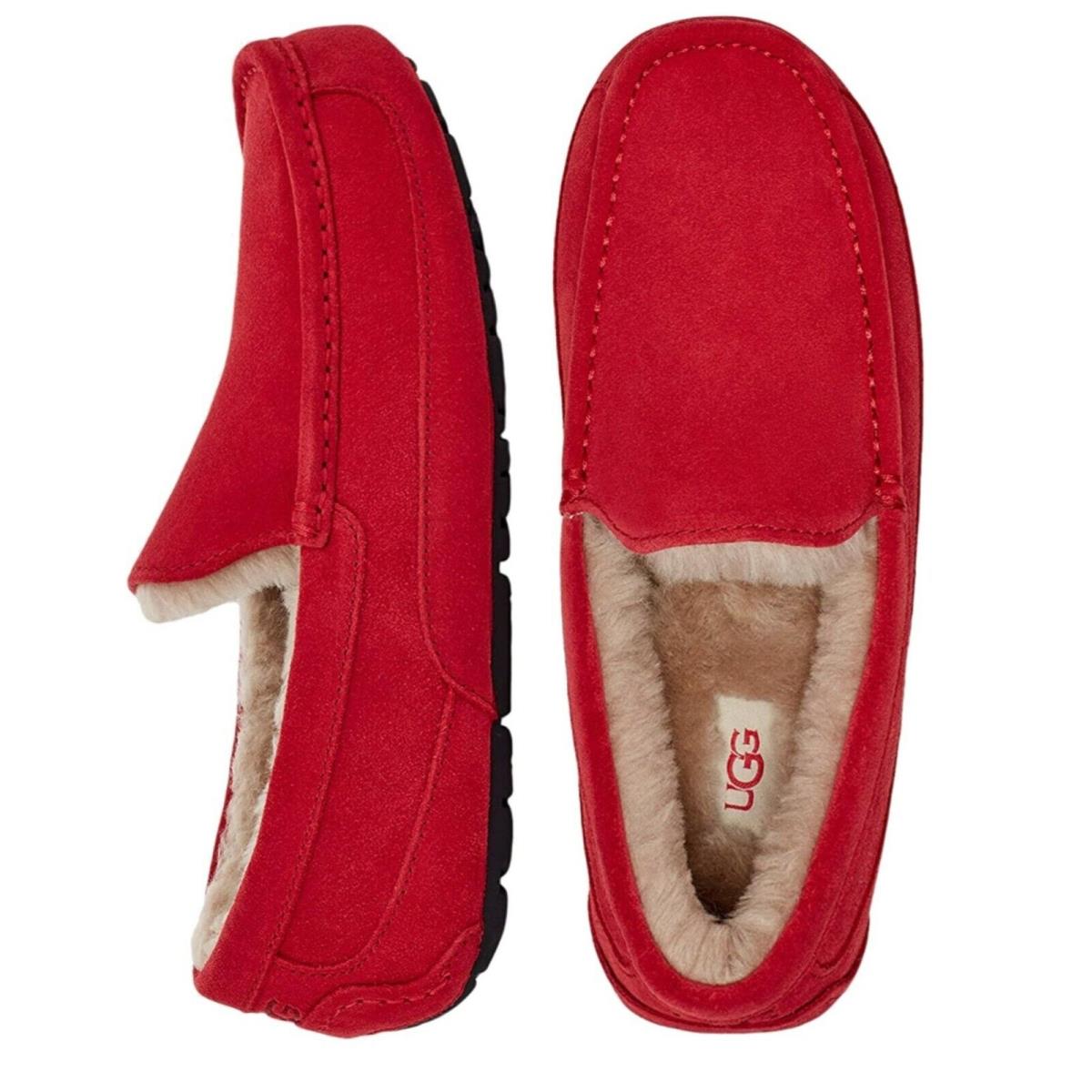 Men`s Ugg Brand Ascot Moccasin Soft Casual Slipper Shoes Samba Red 1101110