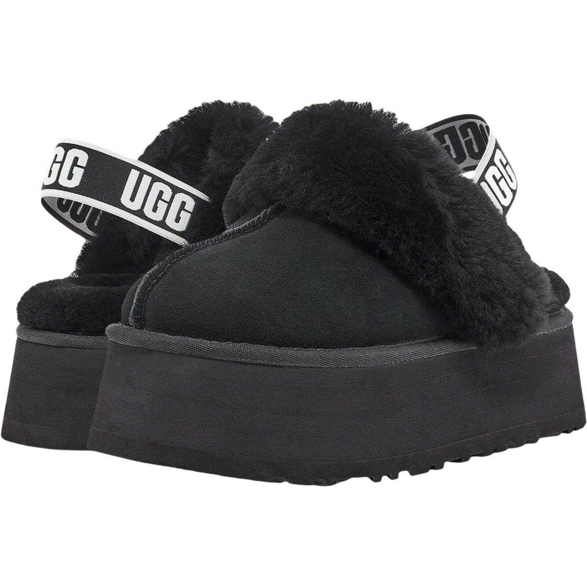 Ugg Women`s Shoes Funkette Slippers High Platform Sandal Black Chestnut Black