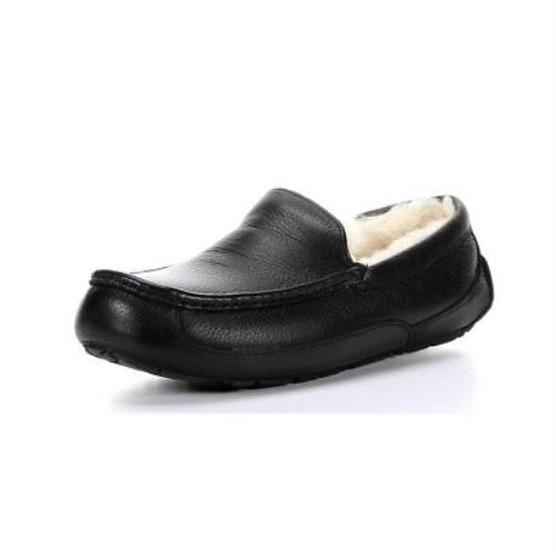Ugg Australia Men`s Ascot Slippers Leather Casual Slip-on Moccasins Shoes Black