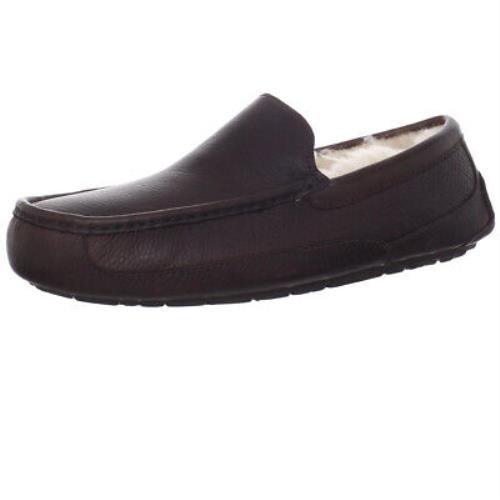 Ugg Australia Men`s Ascot Slippers Leather Casual Slip-on Moccasins Shoes Brown
