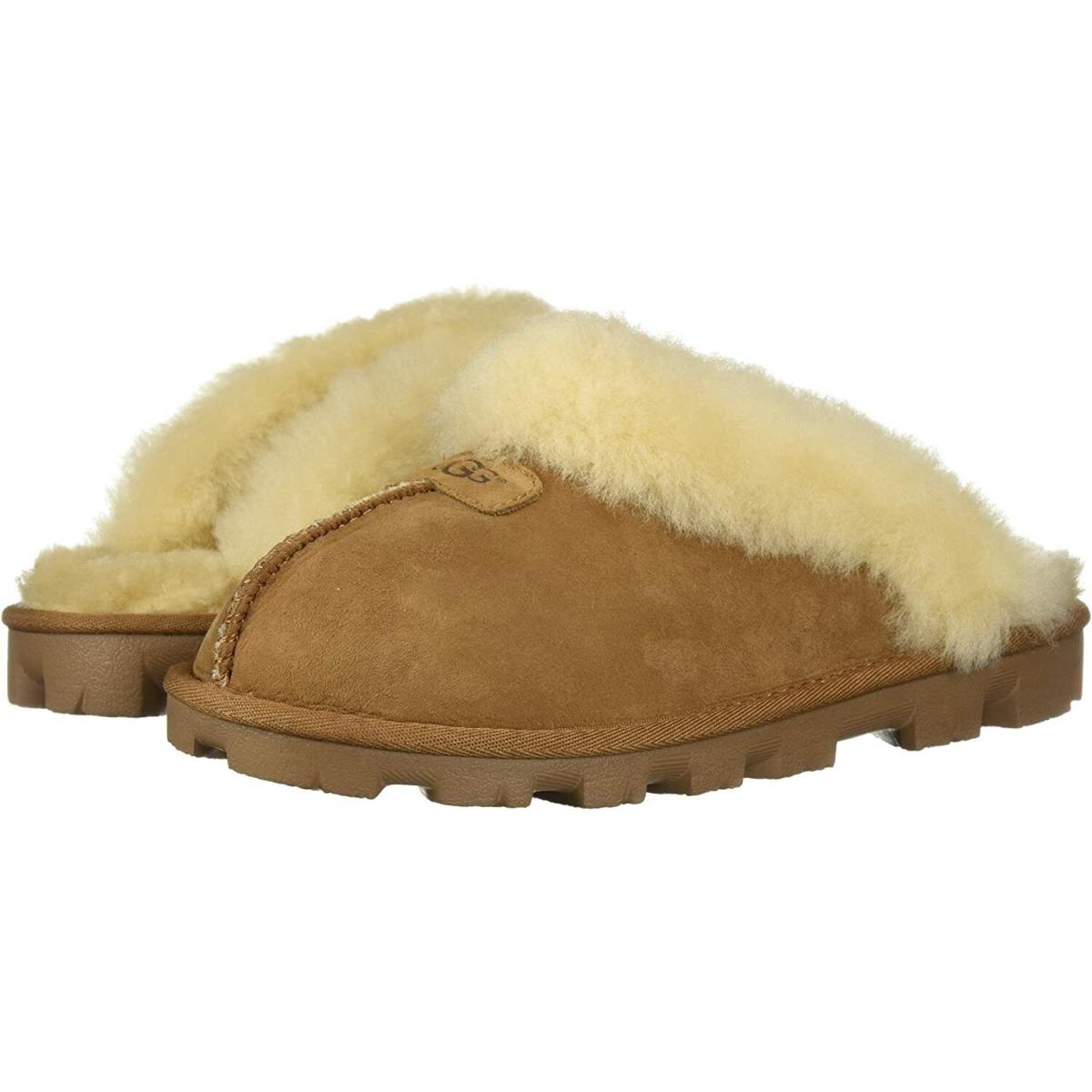 Women`s Shoes Ugg Coquette Sheepskin Slide Slippers 5125 Chestnut - Brown