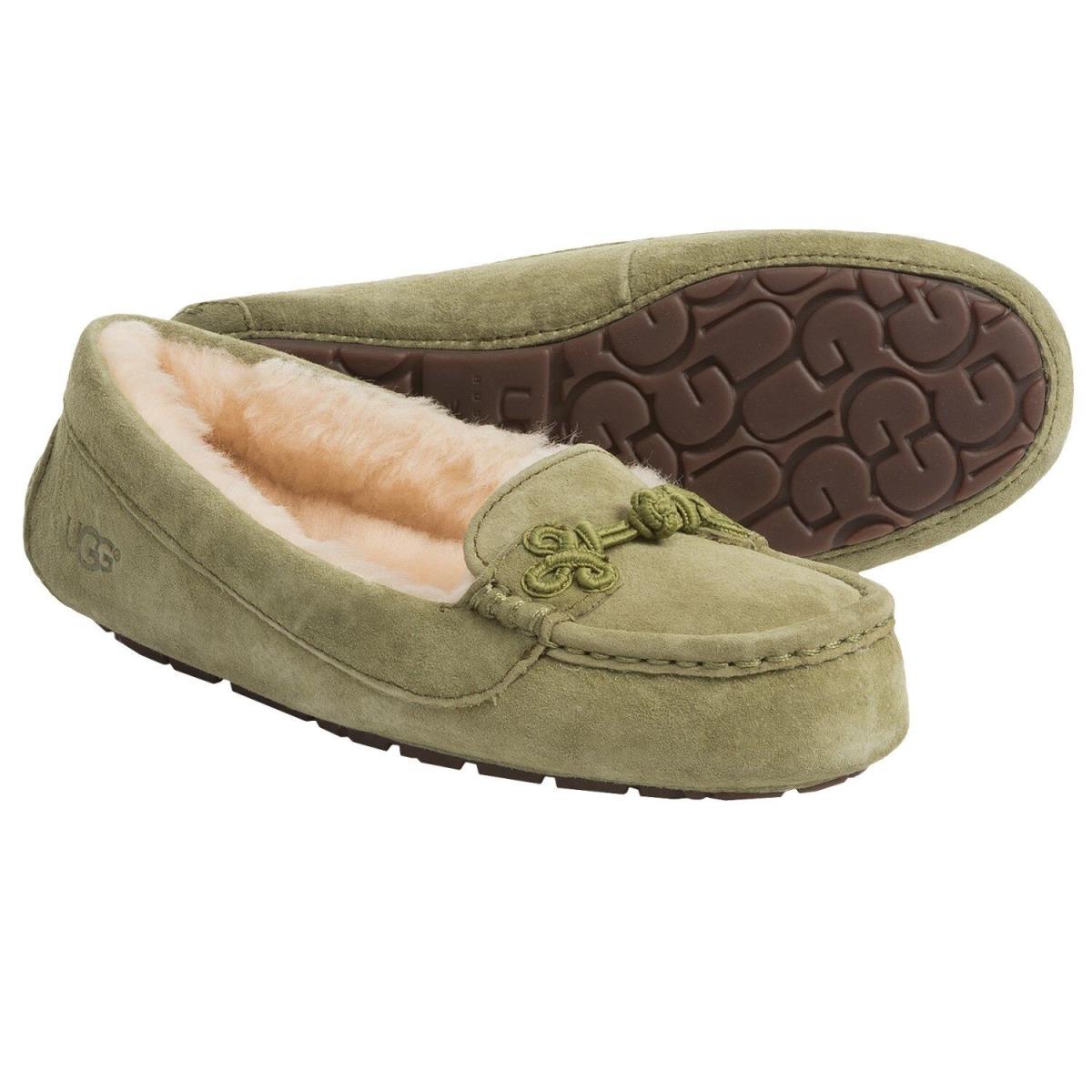 Ugg Australia Suki Water-resistant Suede Fashion Women`s Winter Cozy Slippers WILD GRASS