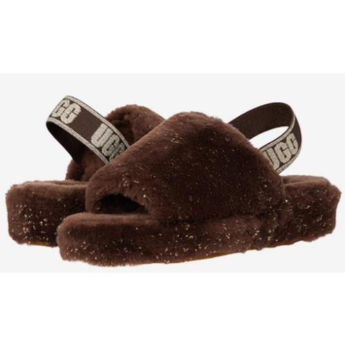 Ugg Women`s Fluff Yeah Metallic Sparkle Slippers in Burnt Cedar