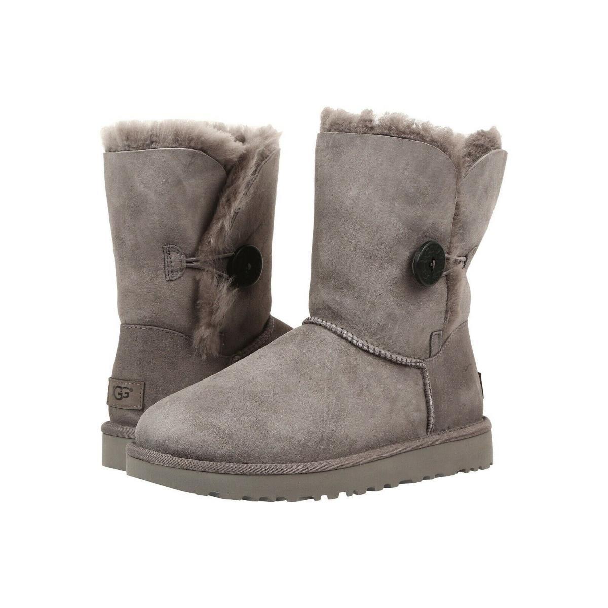 Women`s Shoes Ugg Bailey Button II Twinface Sheepskin Boots 1016226 Grey