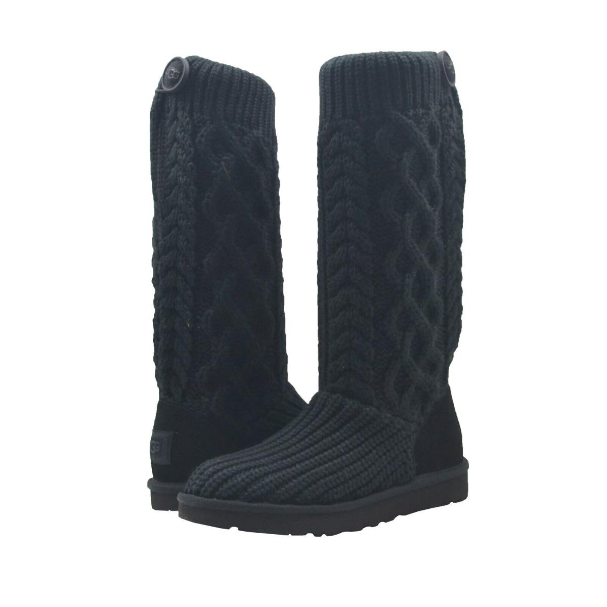 Women`s Shoes Ugg Classic Cardi Cabled Knit Boots 1146010 Black