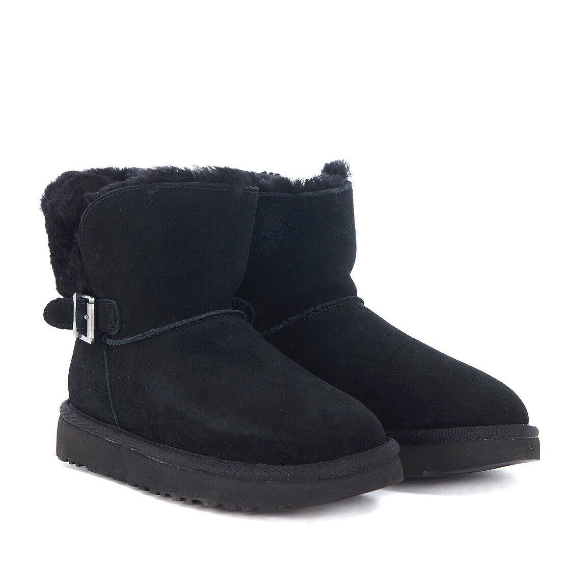 Ugg Women`s Karel Buckle Winter Boots Shoes Black Chestnut Grey Violet Black