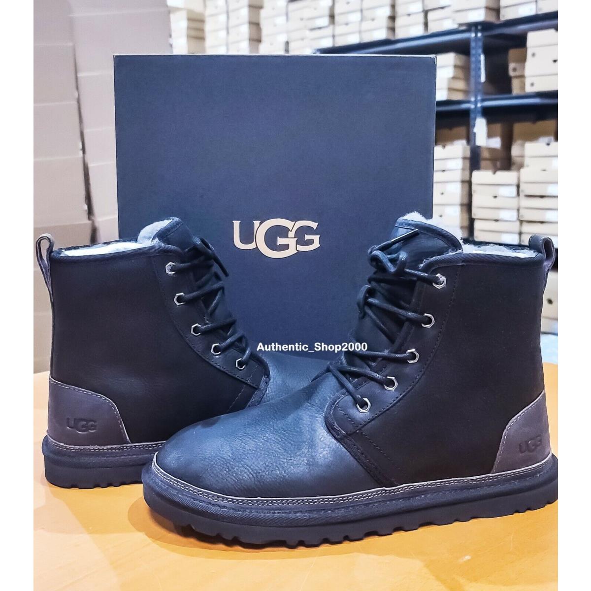 Ugg Men`s Fashion Harkley Leather Winter Boots Shoes Black Black