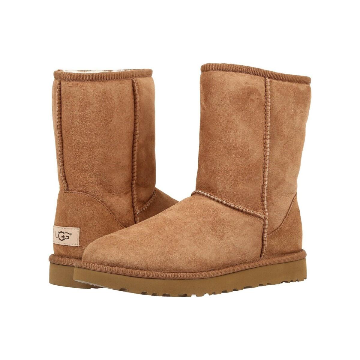 Women`s Shoes Ugg Classic Short II Mid-calf Sheepskin Boots 1016223 Chestnut - Brown