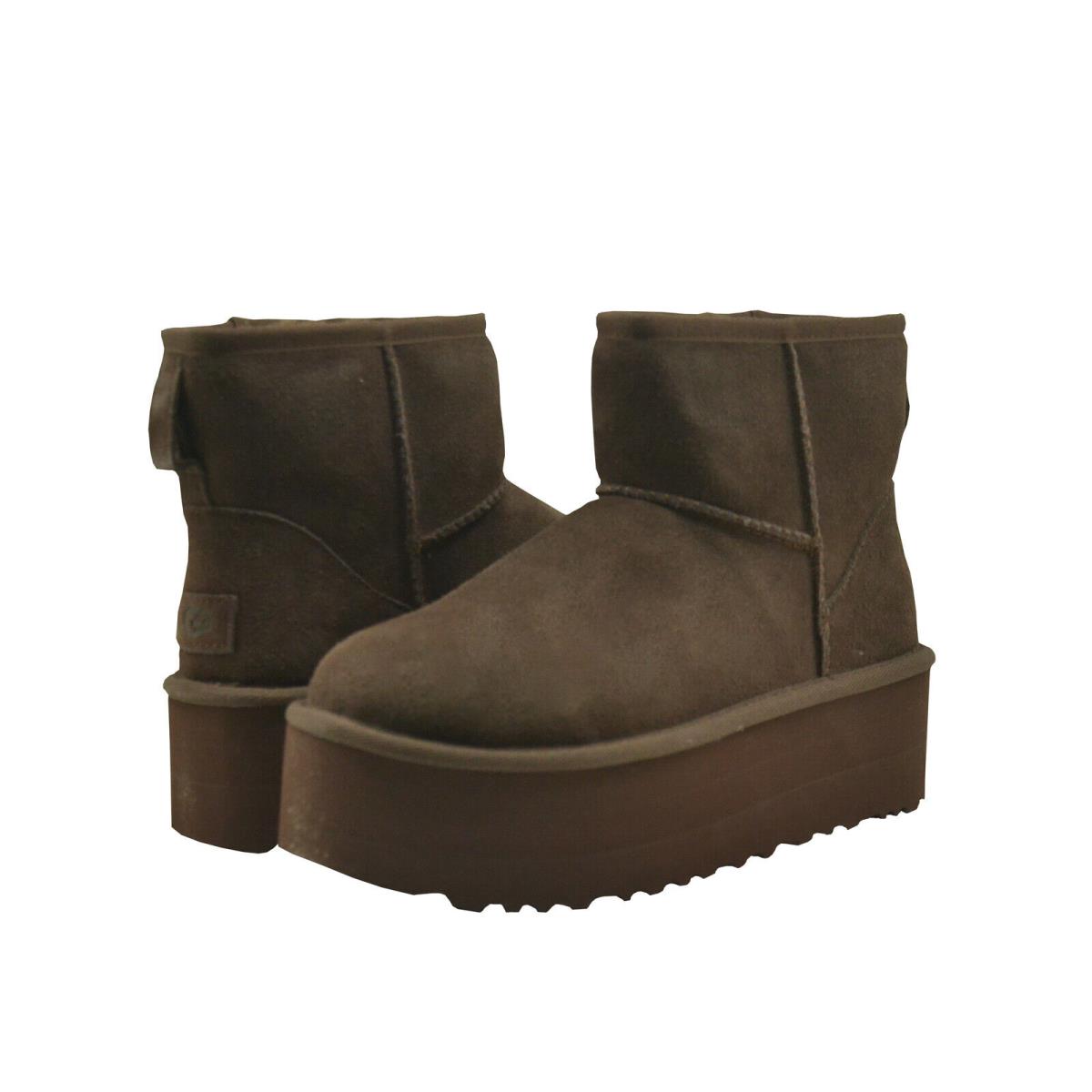Women`s Shoes Ugg Classic Mini Platform Sheepskin Ankle Boot 1134991 Burnt Cedar - Brown
