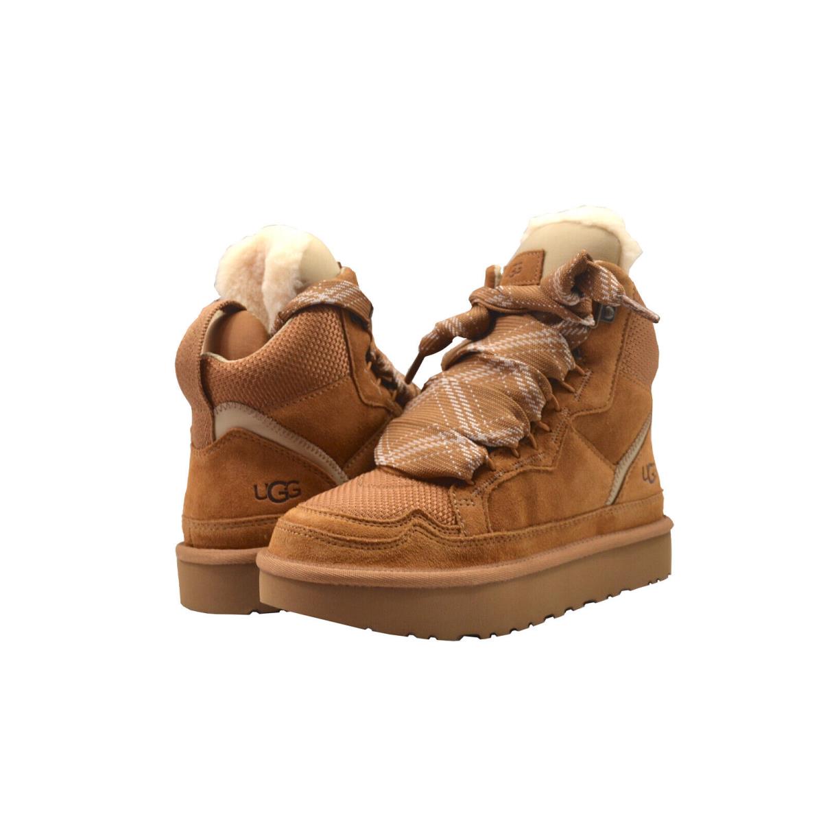 Women`s Shoes Ugg Highmel Suede Canvas High Top Sneakers 1145390 Chestnut - Brown