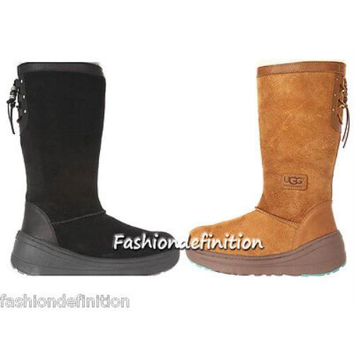 Ugg Australia Women Klarissa Chestnut Black Sheepskin Boots Shoes