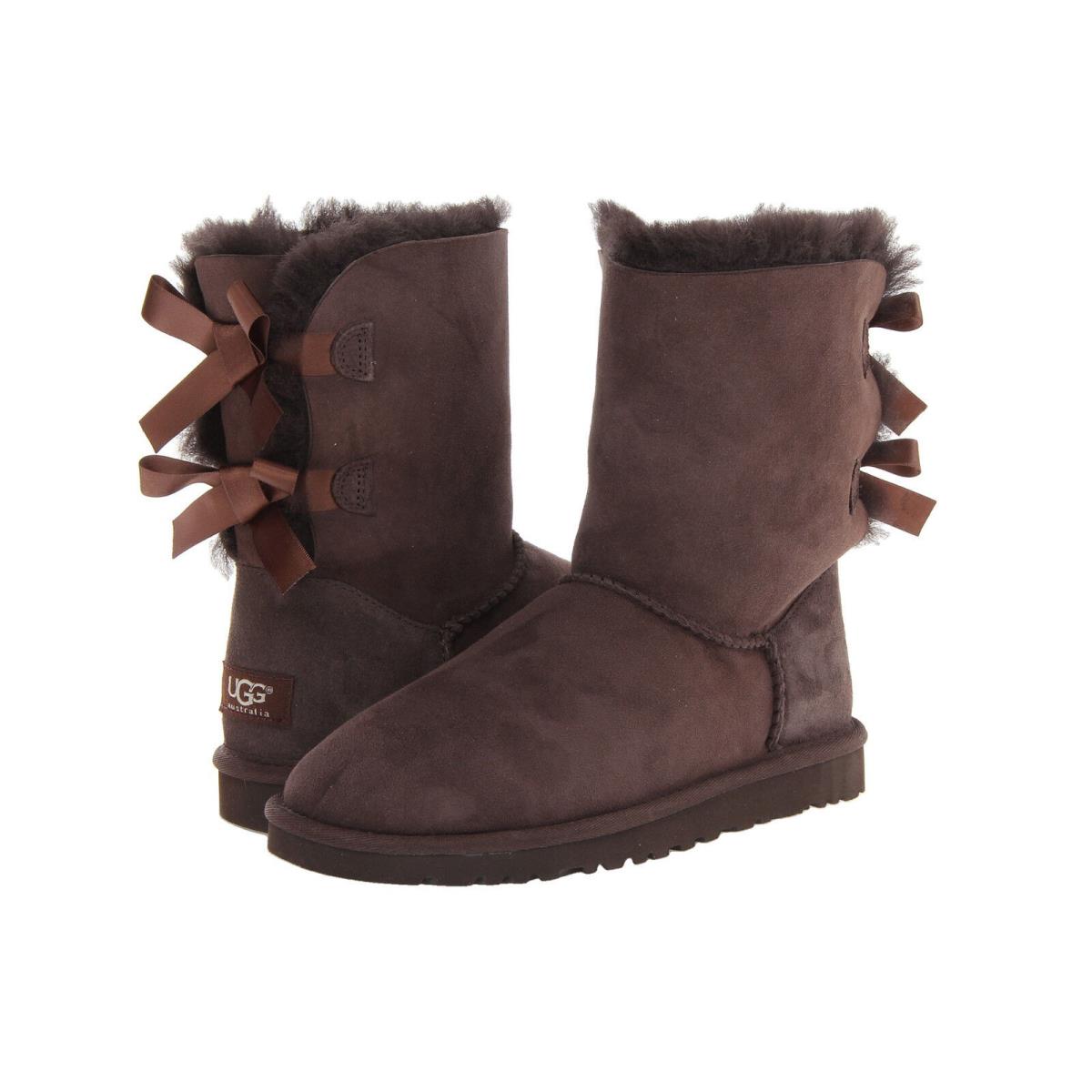 Ugg Australia Women Bailey Bow Ankle High Boots Winter Snow Shoes Chocolate