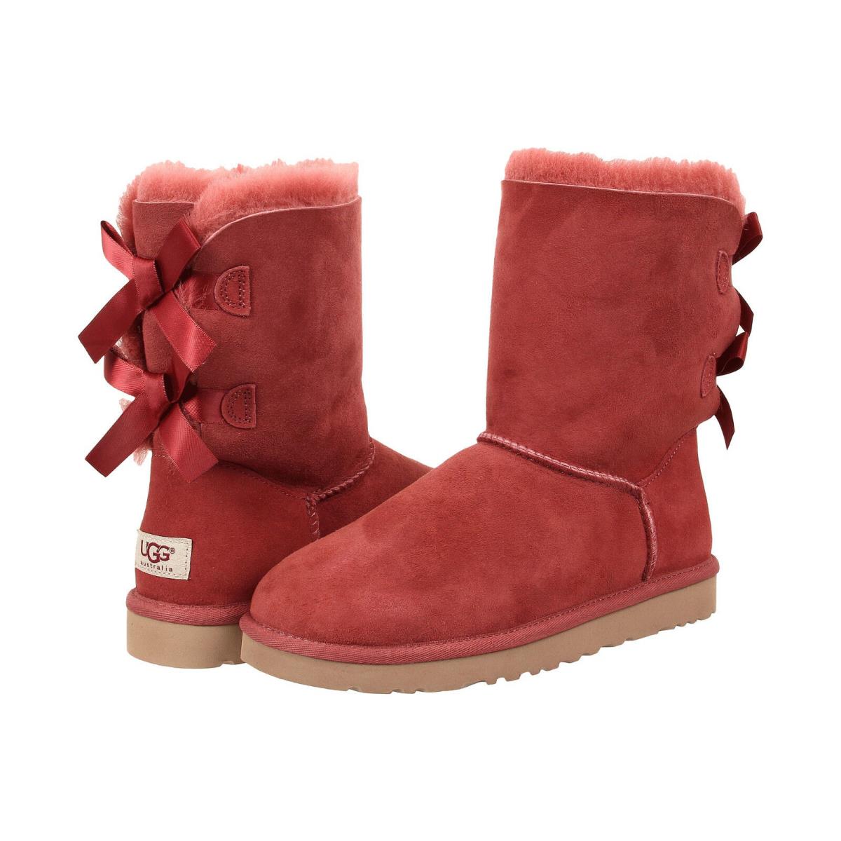 Ugg Australia Women Bailey Bow Ankle High Boots Winter Snow Shoes Redwood