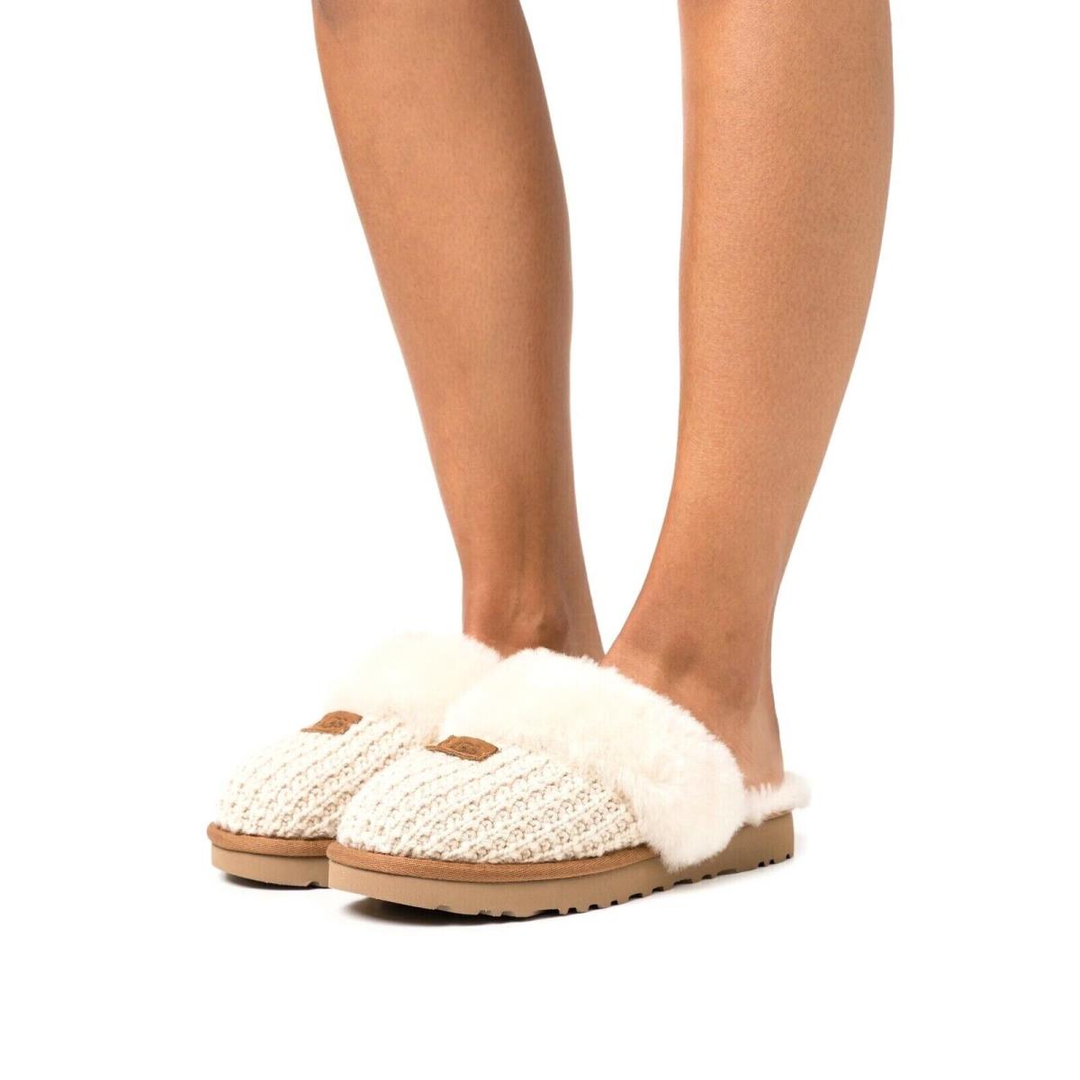 Women`s Shoes Ugg Brand 1117659 Cream Cozy Soft Knit Comfy Slippers