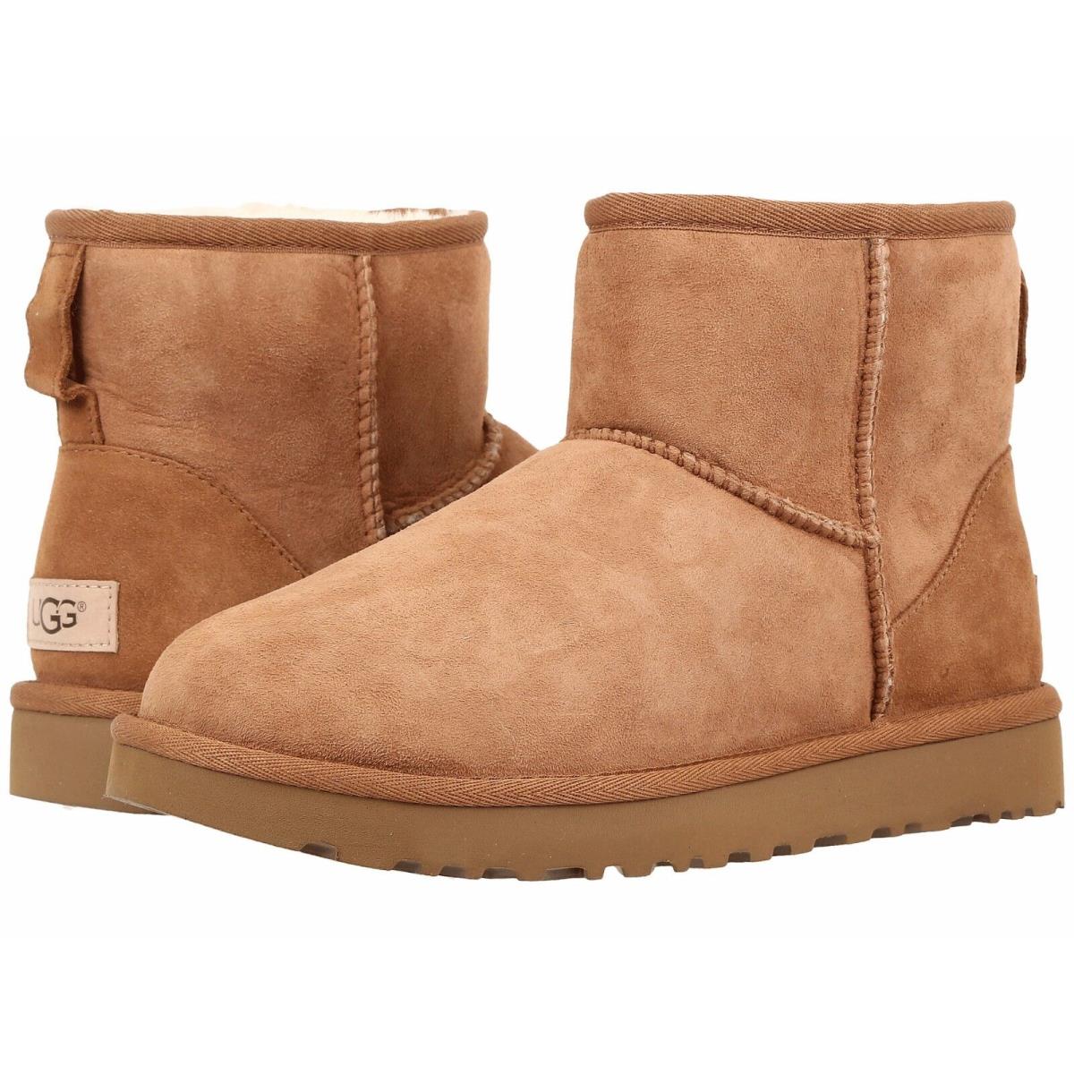 Women`s Shoes Ugg Classic Mini II Slip On Sheepskin Ankle Boots 1016222 Chestnut