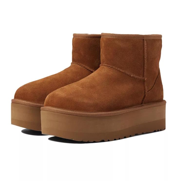 Women`s Shoes Ugg Classic Mini Platform Sheepskin Ankle Boots 1134991 Chestnut