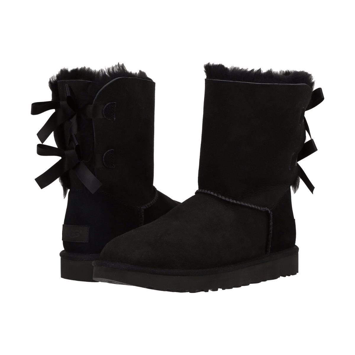 Women`s Shoes Ugg Bailey Bow II Twinface Sheepskin Boots 1016225 Black - Black