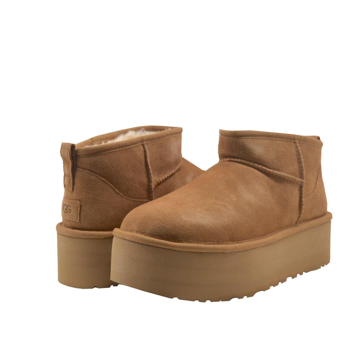 Women`s Shoes Ugg Classic Ultra Mini Platform Ankle Boots 1135092 Chestnut - Brown