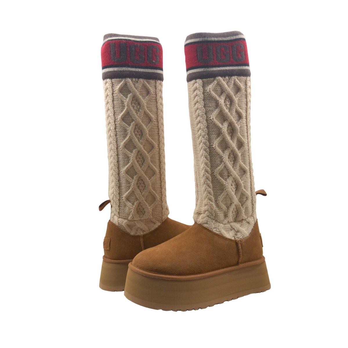 Women`s Shoes Ugg Classic Sweater Letter Knit Boots 1144045 Chestnut