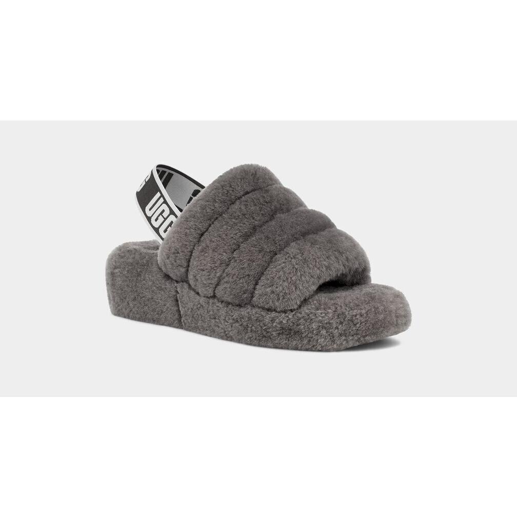 Ugg Australia 1095119 Fluff Yeah Slide Slipper For Women Size 10 - Charcoal