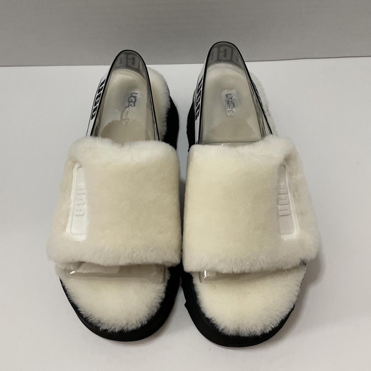 Ugg Disco Slide Slippers Women`s Soft Fluffy Shoes Sandals White Sz 9