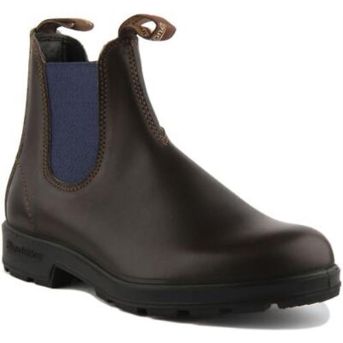 Blundstone 578 Unisex Pull On Leather Chelsea Boots In Brown Blue Size US 7 - 13