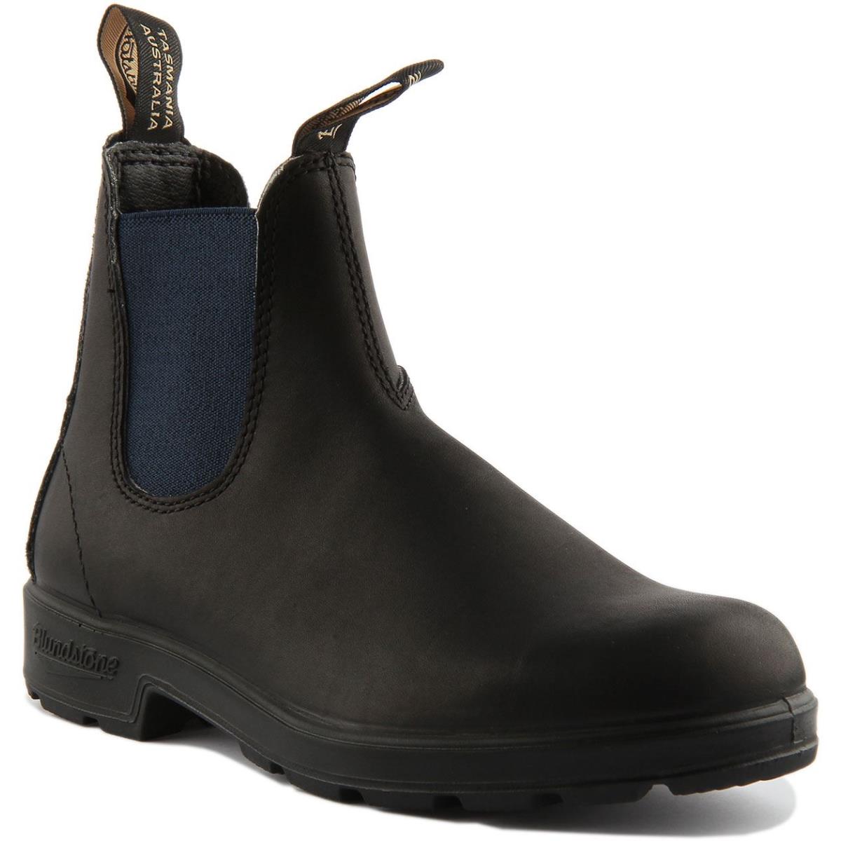Blundstone 1917 Unisex Pull On Leather Chelsea Boot In Black Blue Size US 5 - 11 BLACK BLUE