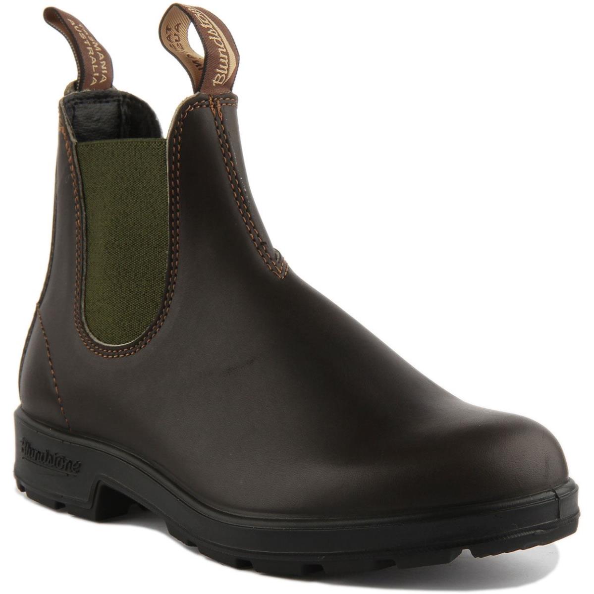 Blundstone 519 Unisex Pull On Leather Chelsea Boot In Brown Olive Size US 4 - 13 BROWN OLIVE