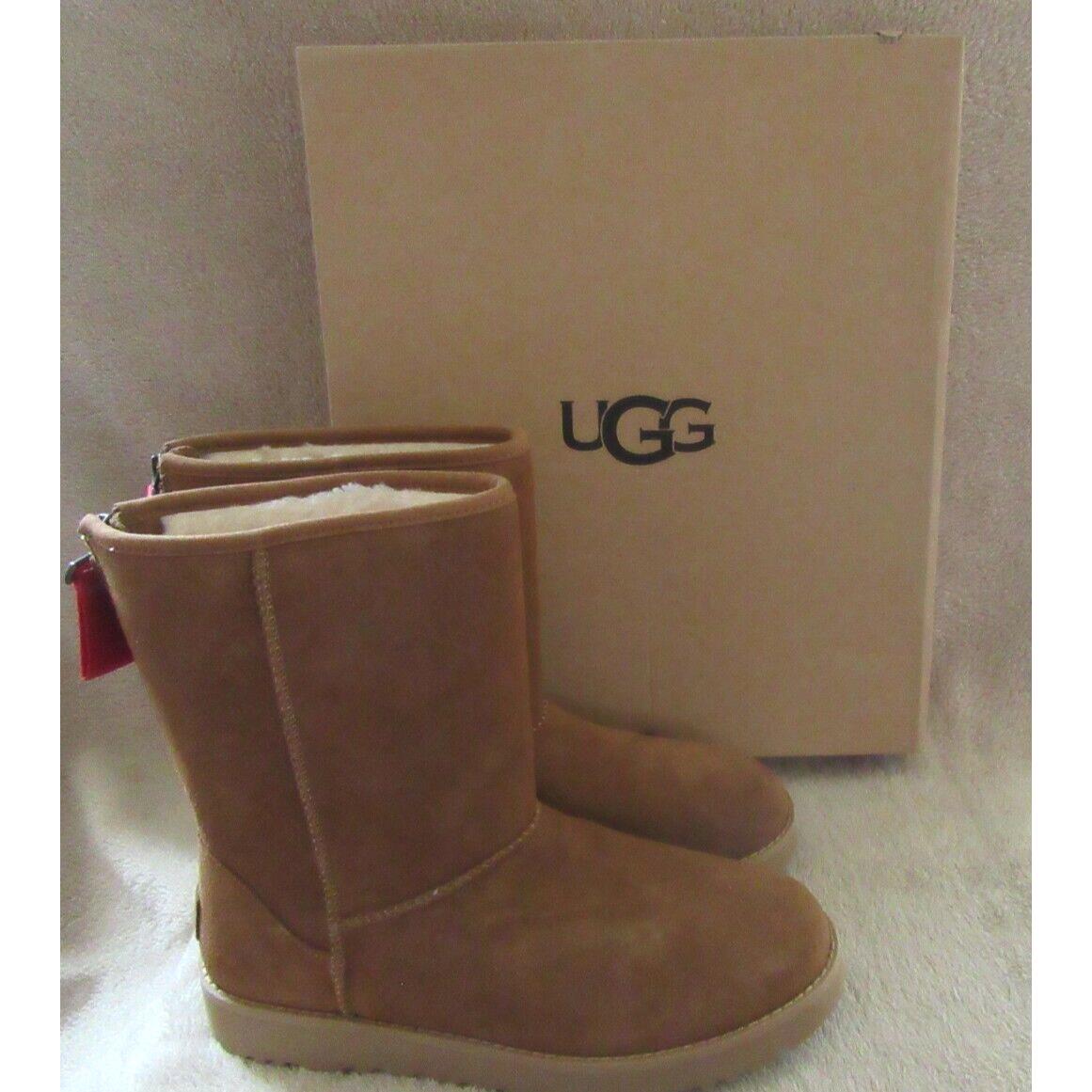 Ugg Australia 1122672 Classic Short Logo Suede Zip Boots Shoes US 9 Eur 40