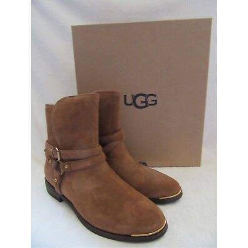 Ugg Australia Kelby Dark Chestnut Suede Leather Boots Shoes US 8.5 Eur 39.5