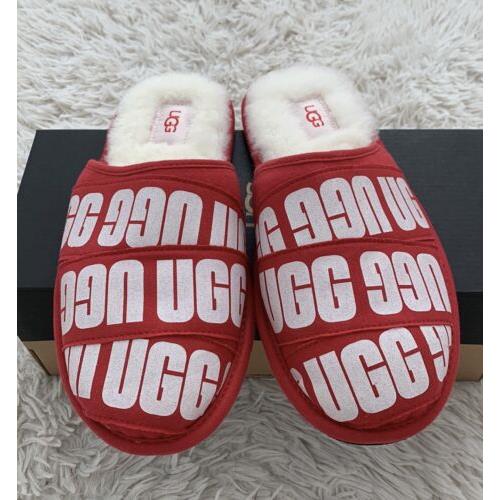 Ugg Men`s Scuff Graphic Band Slipper Shoes Red 1123737 US Sz 9 Euro 42