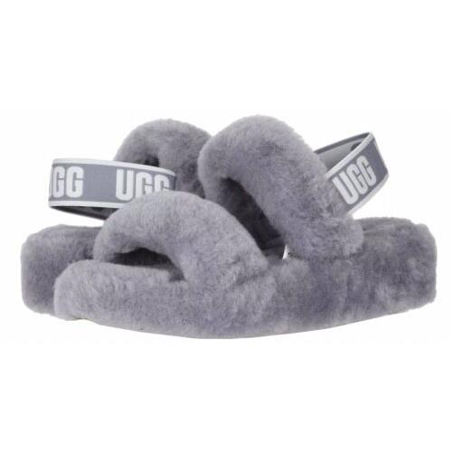 Women`s Shoes Ugg OH Yeah Slide Sheepskin Slipper Sandals Gray Size US 6