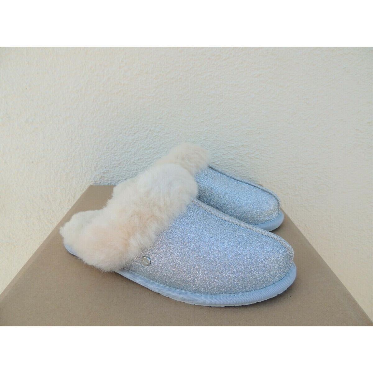 Ugg Silver Scuffette II Glitter Sparkle Sheepskin Slippers US 5/ Eur 36