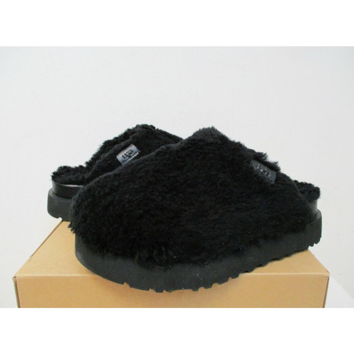 Ugg Women`s Fuzz Sugar Slide Slipper Shoe Black Wool 6US