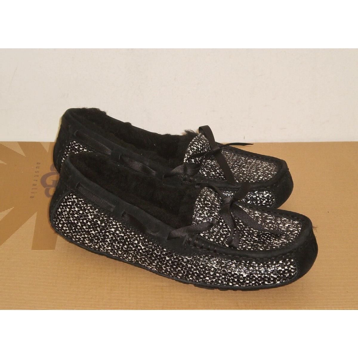 Ugg Women`s Symona Frill Slipper Shoe 6US Black W/metallic Tweed