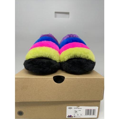 Women`s Shoes Ugg Fluff Yeah Slide Sheepskin Slippers 1097169 Black / Taffy Pink