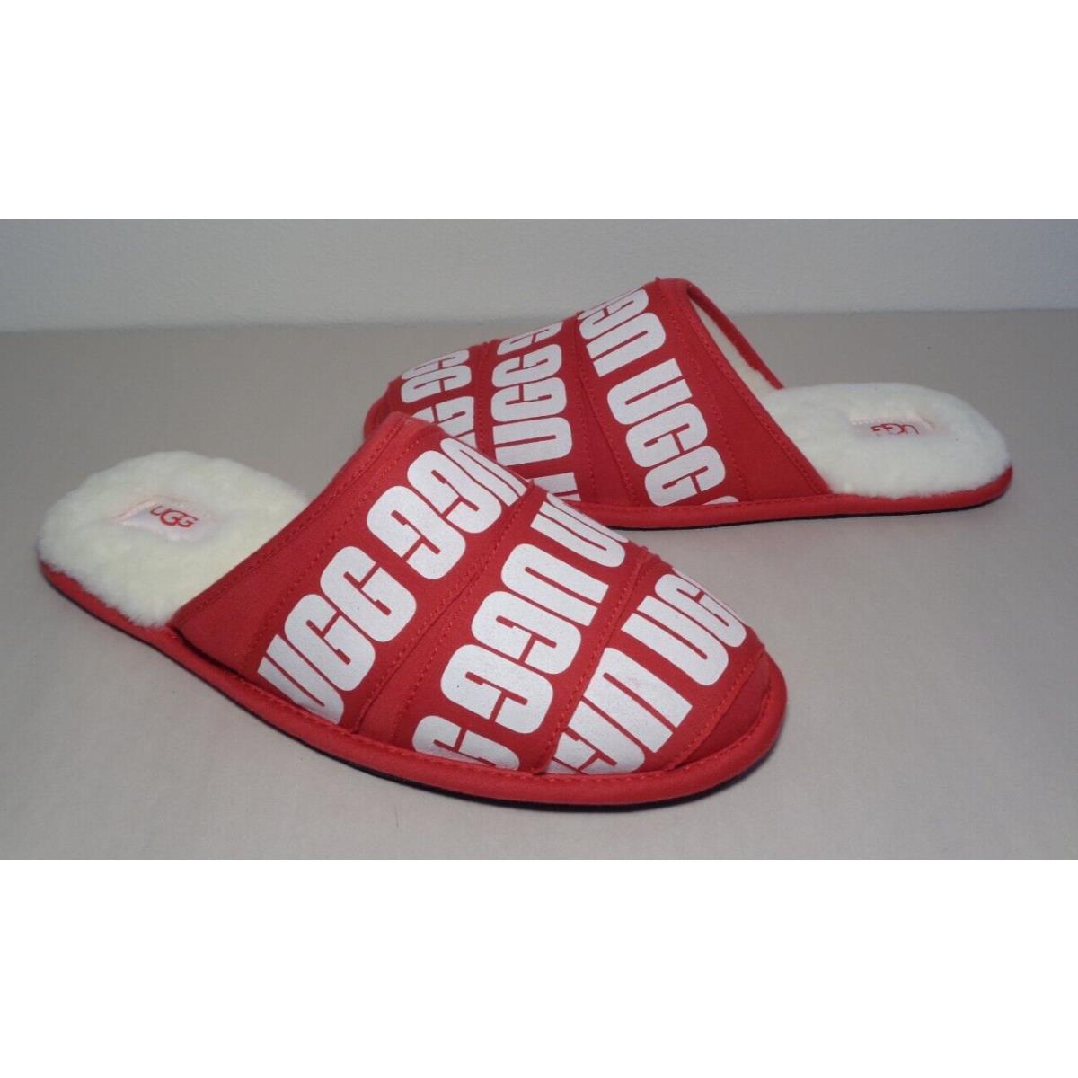 Ugg Size 11 M Scuff Graphic Band Samba Red Slippers Men`s Shoes