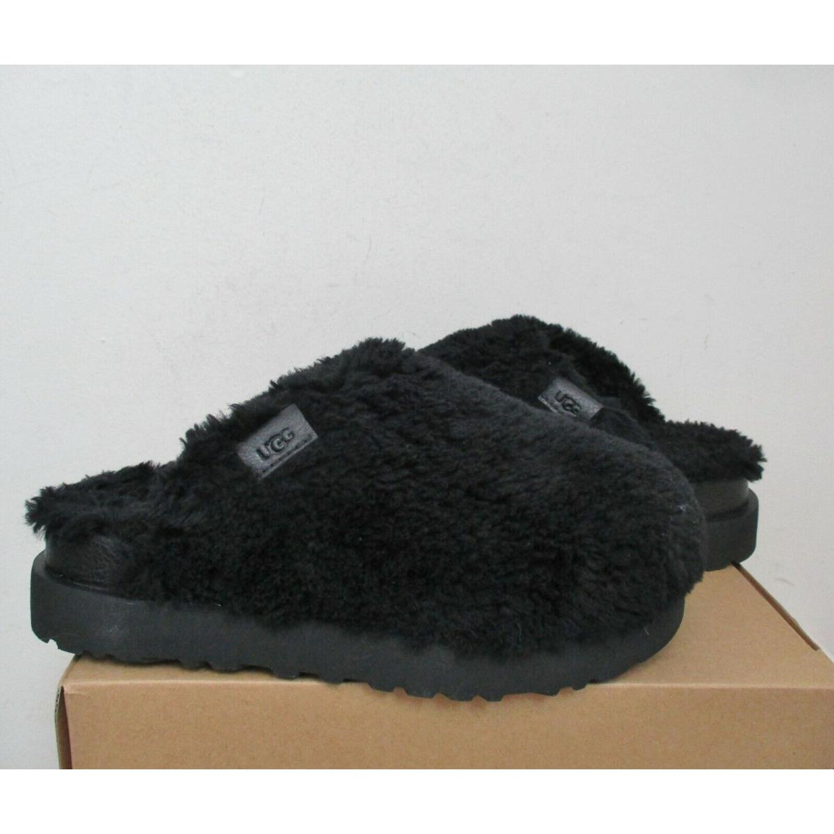 Ugg Women`s Fuzz Sugar Slide Slipper Shoe Black Wool 7US Display