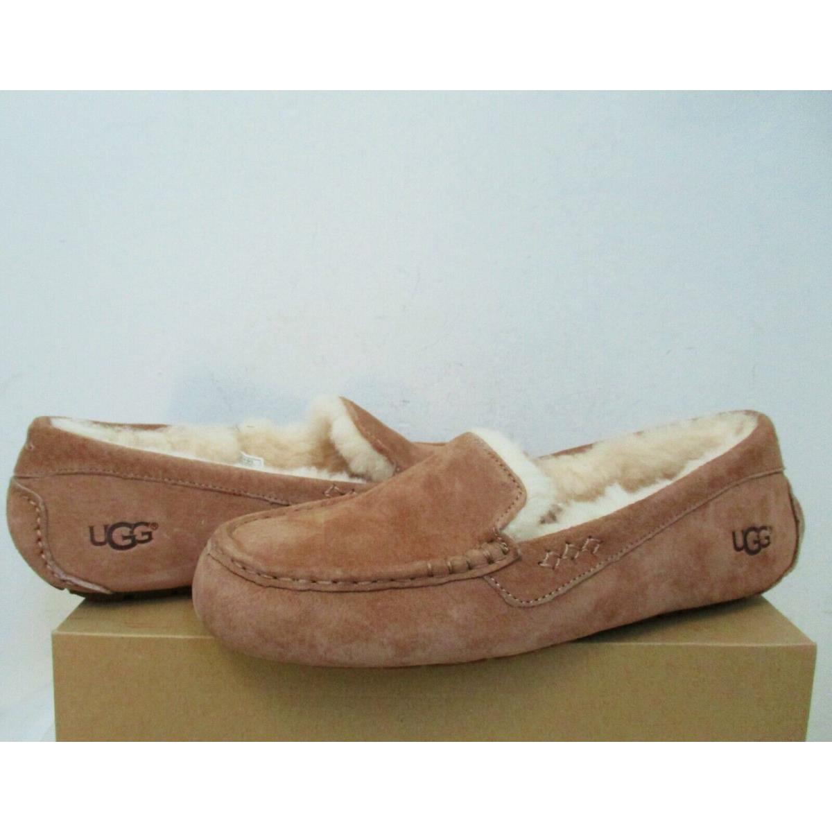 Ugg Women`s Ansley Suede Slipper Shoe Fawn Tan Brown Suede 12US