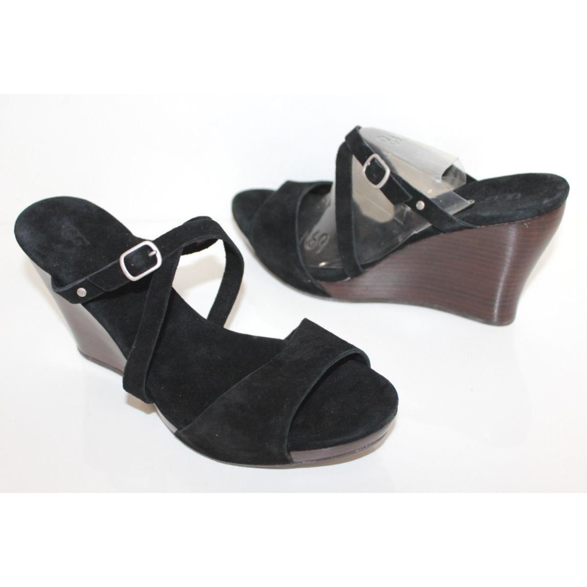 Ugg Australia 3191 BK 8.5 Jullita II Wedge Slide Suede Sandals Shoes Black 8.5