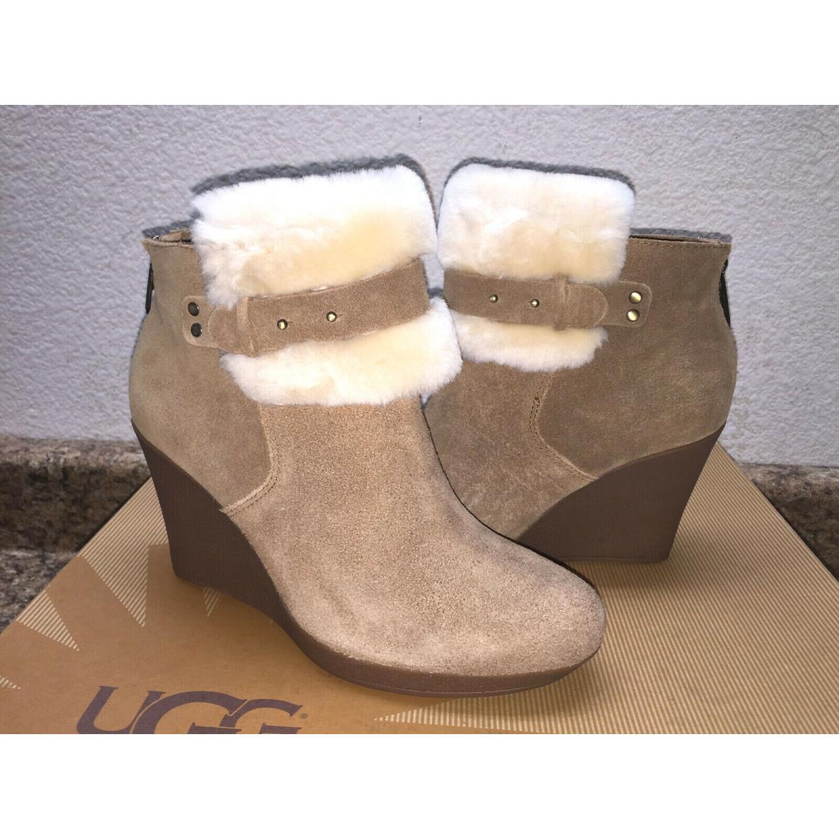 Ugg Antonia Chestnut Sherling Cuff Wedge Boots US 7 / EU 38 / UK 5.5