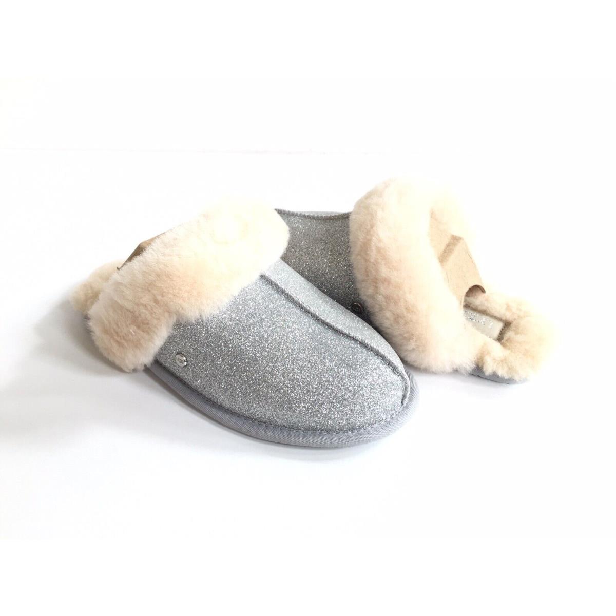 Ugg Scuffette II Sparkle Silver Wool Shearling Lined Slipper US 6 / EU 37 / UK 4